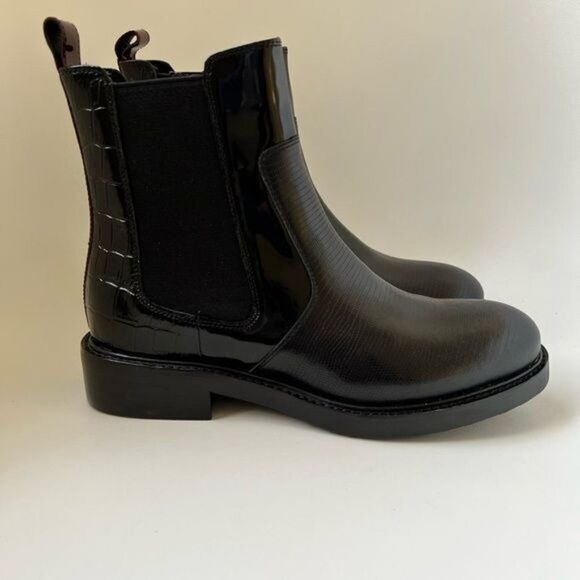 Jeffrey Campbell CORRODE CHELSEA BOOT IN BLACK LIZARD PRINT MULTI Size 6 - Picture 4 of 11